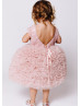 Cap Sleeves Pink Tulle Ruffle Flower Girl Dress